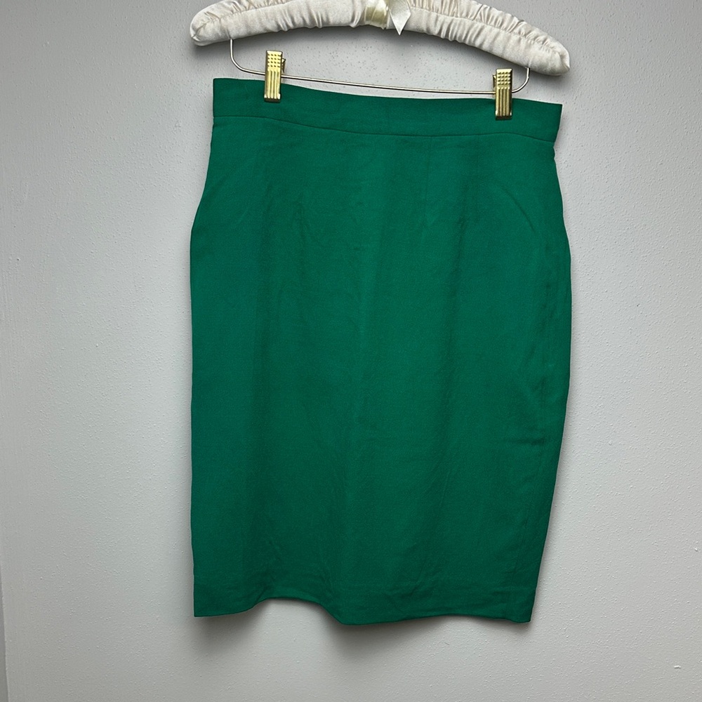 Vintage Emerald Green Silk Pencil Skirt - Women's